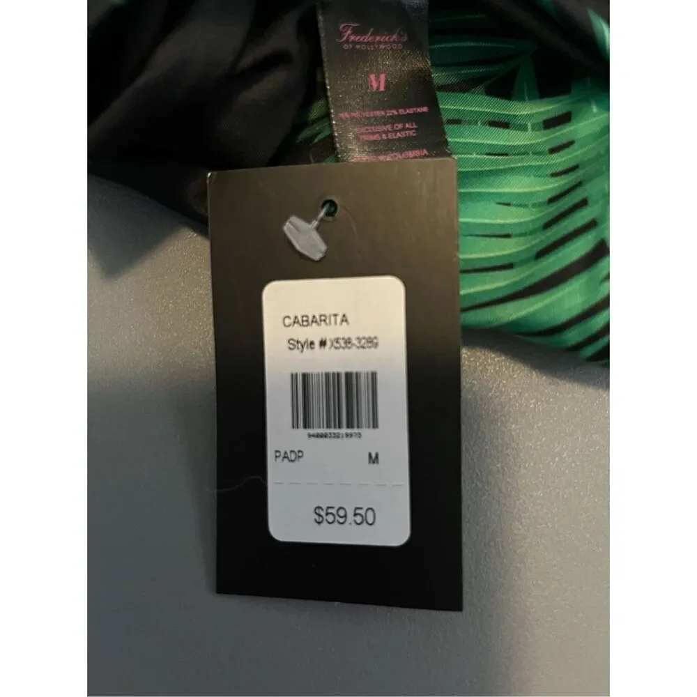 Frederick’s of Hollywood Cabarita One Piece Black Tropical Swimsuit M New - Picture 4 of 5